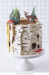 Birch Log Cake! Learn how to make this wintry, birch cake that looks just like a natural birch branch | by Cakegirls for TheCakeBlog.com