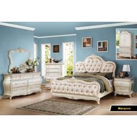 Meridian Marquee 4-Piece Leather Panel Bedroom Set in Pearl White