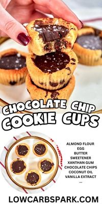 These Keto Chocolate Chip Cookie Cups are a must-try for all cookie lovers! Made with crunchy almond flour cups and filled with rich, melty chocolate, they’re super easy and fun to make. Sugar-free, gluten-free, and low-carb, these cookie cups are perfect for the holidays or anytime you want a sweet treat. They’re crispy on the outside, moist on the inside, and can be filled with anything you love—chocolate, peanut butter, caramel, or even homemade Nutella.