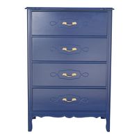 Late 20th Century Vintage French Provincial Blue Highboy Chest of Drawers | Chairish