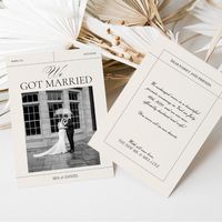 Share the news of your union with family and friends in a style that reflects your classic taste. Customize the card with your names, date, and a personal message to make it uniquely yours. Part of the MIA wedding collection, this announcement card coordinates effortlessly with other items for a cohesive and elegant theme.