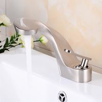 Modern Creative 1-Handle Single Hole Solid Brass Bathroom Sink Faucet in Brushed Nickel