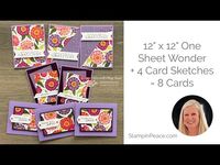 On the first Thursday of each month, I introduce a new 12" x 12" One Sheet Wonder with coordinating Card Sketches and demonstrate it in a Facebook Live. This video shows you how to cut your 12" x 12" DSP and gives you all the other cutting dimensions needed to make a set of cards. I also make a PDF