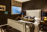 Luxury residential interior architectural design development by Katharine Pooley. Situated next to St. James's Palace, London. Luxury headboard design.