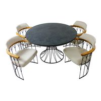 1960s Vintage Mid-Century Modern Woodard Iron Dining Set - 5 Pieces | Chairish