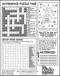 Outer Space Activity Puzzle Page Sheet - Free Coloring Pages for Kids - Printable Colouring Sheets