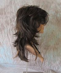 Long Wig Dark Brown Strawberry Mix Choppy Layers Lots Motion Volume Bangs Wigs