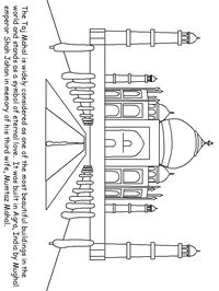 India Taj Mahal coloring page