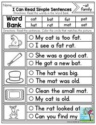 I Can Read Simple Sentences with CVC word families. Read the sentences and choose the sentence that matches the picture. Great activity for building confidence and reading comprehension for beginning and struggling readers.