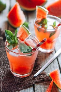 Fresh watermelon mojito with mint