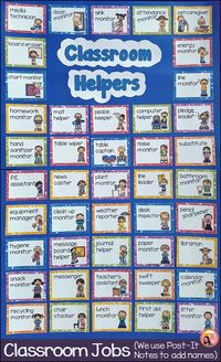 Classroom Jobs chart for classroom helpers $ #teaching