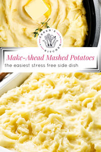 These Make-Ahead Mashed Potatoes are smooth, creamy, and buttery with a rich flavor that comes from using Yukon Gold potatoes and real butter. They make any meal special, without the last-minute rush. Prepare them in advance and simply reheat before serving! Easy, delicious, and time-saving. Perfect Thanksgiving side dish!
Head to errenskitchen.com for easy, delicious, and even quick recipes for breakfast, lunch, dinner, and desserts! 