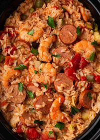 This easy crockpot jambalaya takes just 15 minutes of prep but is packed with flavor and is hearty enough for a hungry crowd.