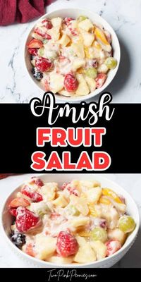 This Amish fruit salad is creamy and delicious. It is an old fashioned Amish recipe. You can swap the fruit for whatever you have on hand as it is a very versatile fruit salad recipe.