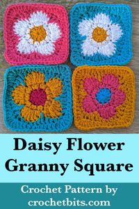 Learn how to crochet a daisy flower granny square by following this step-by-step tutorial. #dasiygrannysquare #flowergrannysquare #crochetflowersquare #crochetpattern #crochet #howtocrochet#crochetgrannysquare #grannysquare #crochetsquare #crochetgranny