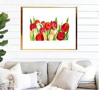 Red Tulips Print Spring Flowers Printable Floral Art INSTANT DOWNLOAD Printable Wall Decorations by Giftpaintingart on Etsy