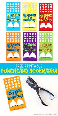 Free Printable Punchcard Bookmarks at artsyfartsymama.com #TreasureHunters