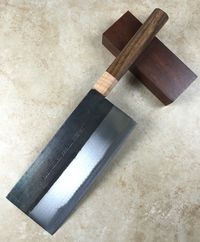 CCK Cleaver with stabilized walnut and curly maple handle