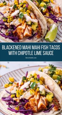 Try this easy recipe for mahi mahi fish tacos with pineapple salsa and discover why these are truly delicious fish tacos. Each taco is loaded with juicy mahi mahi and topped with a sweet and tangy pineapple salsa, all drizzled with a bold chipotle lime sauce. Whether you're making mahi mahi tacos with chipotle sauce for the first time or looking for a new favorite variation, this dish combines all the right flavors for a memorable meal!