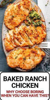 Savor the simplicity and flavor of Baked Ranch Chicken! This easy-to-make dish coats juicy chicken breasts in a creamy ranch seasoning, baked to golden perfection. Ideal for a hassle-free meal that's packed with flavor.