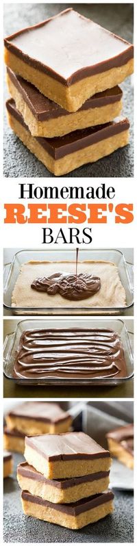 Homemade Reese's Bars - so easy you can make them at home! So good! the-girl-who-ate-...