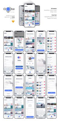 Globe Travel app — UI Kits on UI8