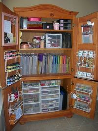 Awesome idea for an old tv armoire that can be turned into Craft Central! And, it can all closed up when not in use...priceless idea : ) Thank you to Creating Keepsakes for this idea.