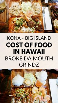 Travel Hawaii vacation food ideas. Broke da mouth grindz menu. cost of food in hawaii. hawaiian food, polynesian food. Best restaurants in Kona, Big Island. hawaiian drinks, bar in kona. Hawaii travel blog. places to eat. seafood, foodie travel. #flashpackingamerica