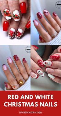 Get ready for the holiday and get inspired by one of these red and white Christmas nails ideas! Christmas Nails | Red and White Christmas Nails | Holiday Nails | Red Nails | Glitter Nails | White Nails | Snowflake Nails | Festive Nails