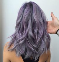 Silver and violet balayage.