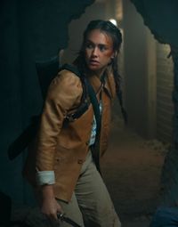 Parker Film Trigger Warning 2024 Jessica Alba Brown Leather Jacket