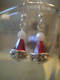 Swarovski Crystal Santa hat earrings