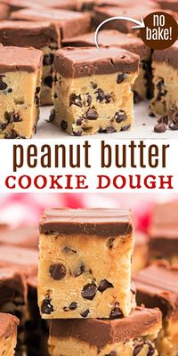 No need to bake your cookie dough anymore. Make some Peanut Butter Cookie Dough Bars with a PB Chocolate frosting and call it done. This egg free cookie dough recipe is 100% safe and 100% delicious.