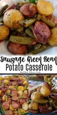 Sausage Green Bean Potato Casserole is loaded with sausage kielbasa, green beans, potatoes and seasoned perfectly.