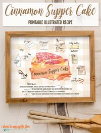 Free Cinnamon Supper Cake Illustrated Recipe Printable | A Delicious Recipe AND Art!