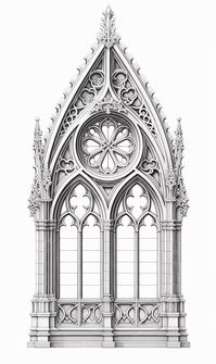 Premium Photo | A drawing of a gothic window with a cross on the top generative ai