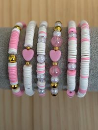 Add a pop of color to your wrist with this adorable clay beaded bracelet! Handmade with love, and each one features unique bead patterns. Perfect for stacking and mixing up the set. Stretchy, lightweight and comfortable! They measure 6 inches.