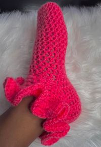 Handmade Crochet Ruffle Socks