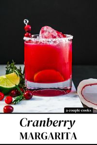 This amazing cranberry margarita is packed with sweet tart flavor and a brilliant bright red color! A delicious spin on the classic. #cranberry #margarita #cranberrymargarita #margaritarecipe #cranberrydrink #cranberrycocktail