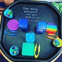 Miss A on Instagram: “Simple fine motor activity ✨The children loved this tuff tray and it also helped with number formation too! #tufftrayideas #tufftray…”