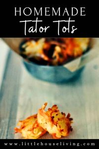 This recipe for homemade Tater Tots you can make and then enjoy warm, fresh from the pan, or you can flash freeze and enjoy later when you need them. You can use these as a substitute on casseroles and other dishes as well or just enjoy with some Homemade Ketchup!