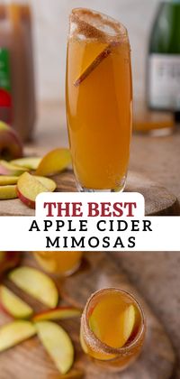 This easy and delicious apple cider mimosas recipe is made with sparkling wine, apple juice, or spiced apple cider and decorated with the most delicious cinnamon sugar rim. It is perfect for NYE, brunch, or just when you are having people over and want to elevate the experience.