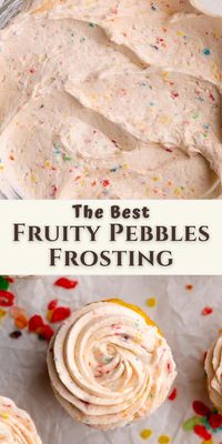 Using Ermine frosting as the base for this Fruity Pebbles frosting makes for a delicious and unique cereal milk frosting!