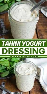 You'll love this tahini yogurt dressing recipe! Not only is this food condiment light and creamy, but it is also healthy. This tahini dressing is also great as a sauce! Give this salad dressing a try!