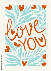 Stock Image: Modern Valentine's day vertical flyer or poster template. Love hand drawn trendy illustration.