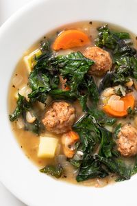 Sausage Meatball Kale Soup