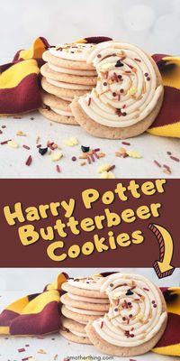 These Harry Potter butterbeer cookies are magical and delicious. They're simple to make and perfect for a party or movie night. The buttery vanilla cookies are topped with butterbeer buttercream frosting, making them the perfect treat for any Harry Potter fan.