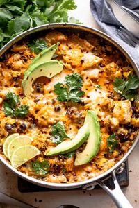 This Salsa Verde Chicken Casserole is the perfect blend of chicken, rice, beans, corn, and tangy salsa verde combined with melty cheese and spices. It's a family-approved Tex-Mex meal that's ready to be your next dinner favorite!