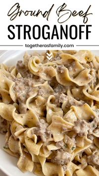 Ground Beef Stroganoff is an easy dinner recipe that comes together quickly with ground beef, a gravy packet for lots of flavor, sour cream, and cream of mushroom soup. It’s the easy way to make the classic comfort food beef stroganoff. This ground beef stroganoff is almost a complete meal in one, just add your favorite vegetable side dish!