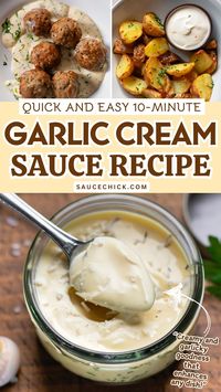 Indulge in the creamy goodness of homemade garlic cream sauce. Versatile and easy to make, it's a culinary game-changer! #GarlicCreamSauce #HomemadeRecipe